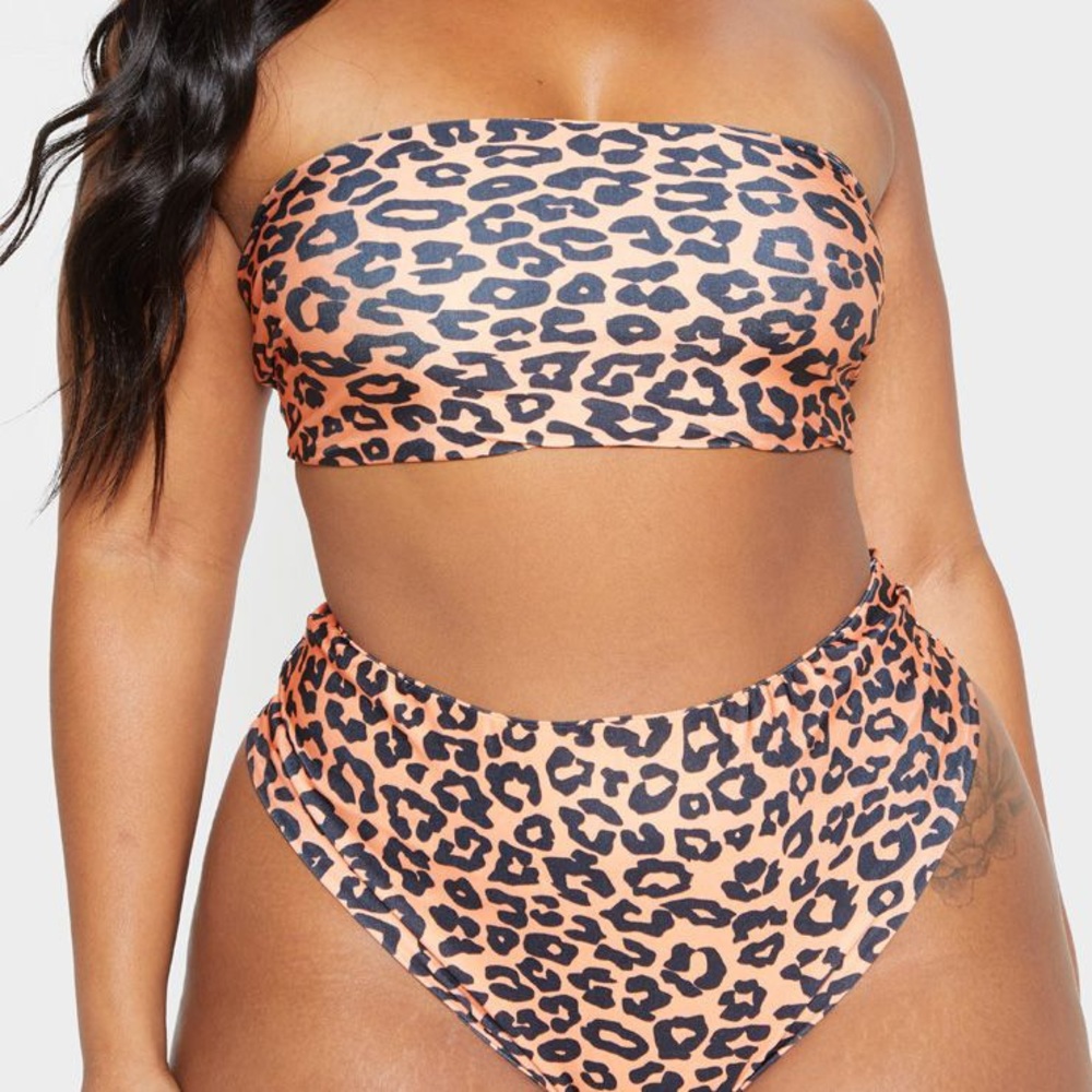 MISSGUIDED PLUS Orange Leopard High Rise Bikini.